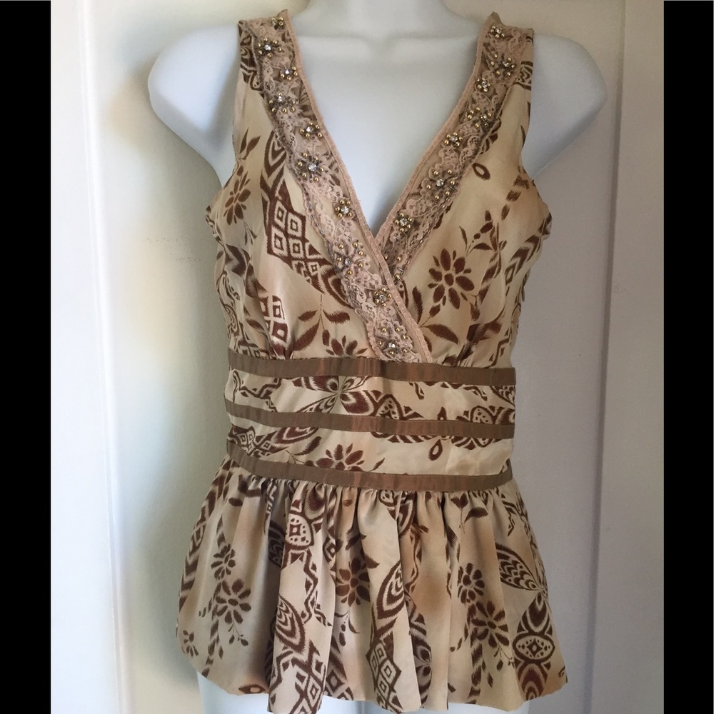 Plenty 100% Silk Jeweled Top